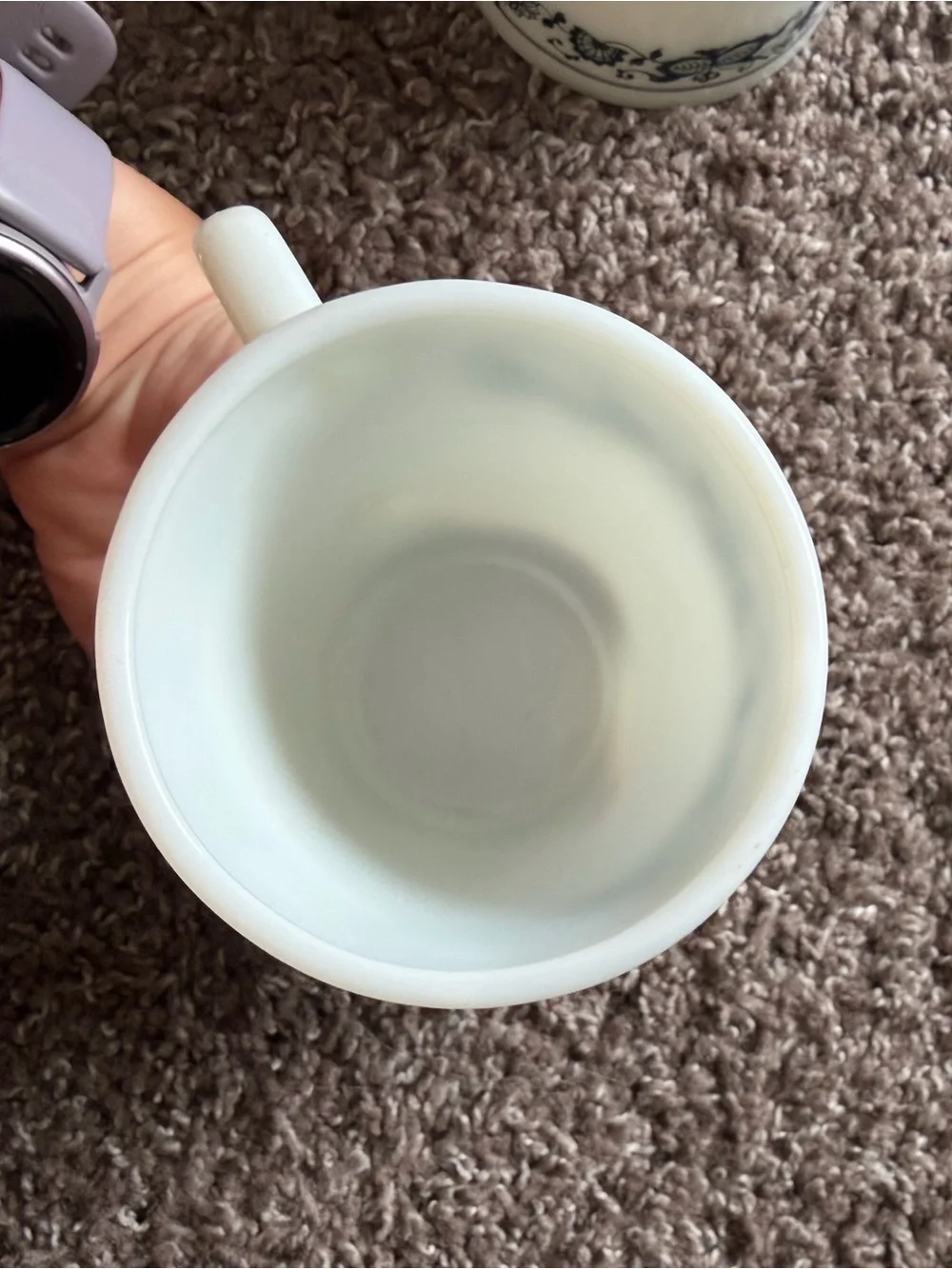 Set Of 4 Vintage Pyrex Old Town Blue Onion Milk Glass Mugs